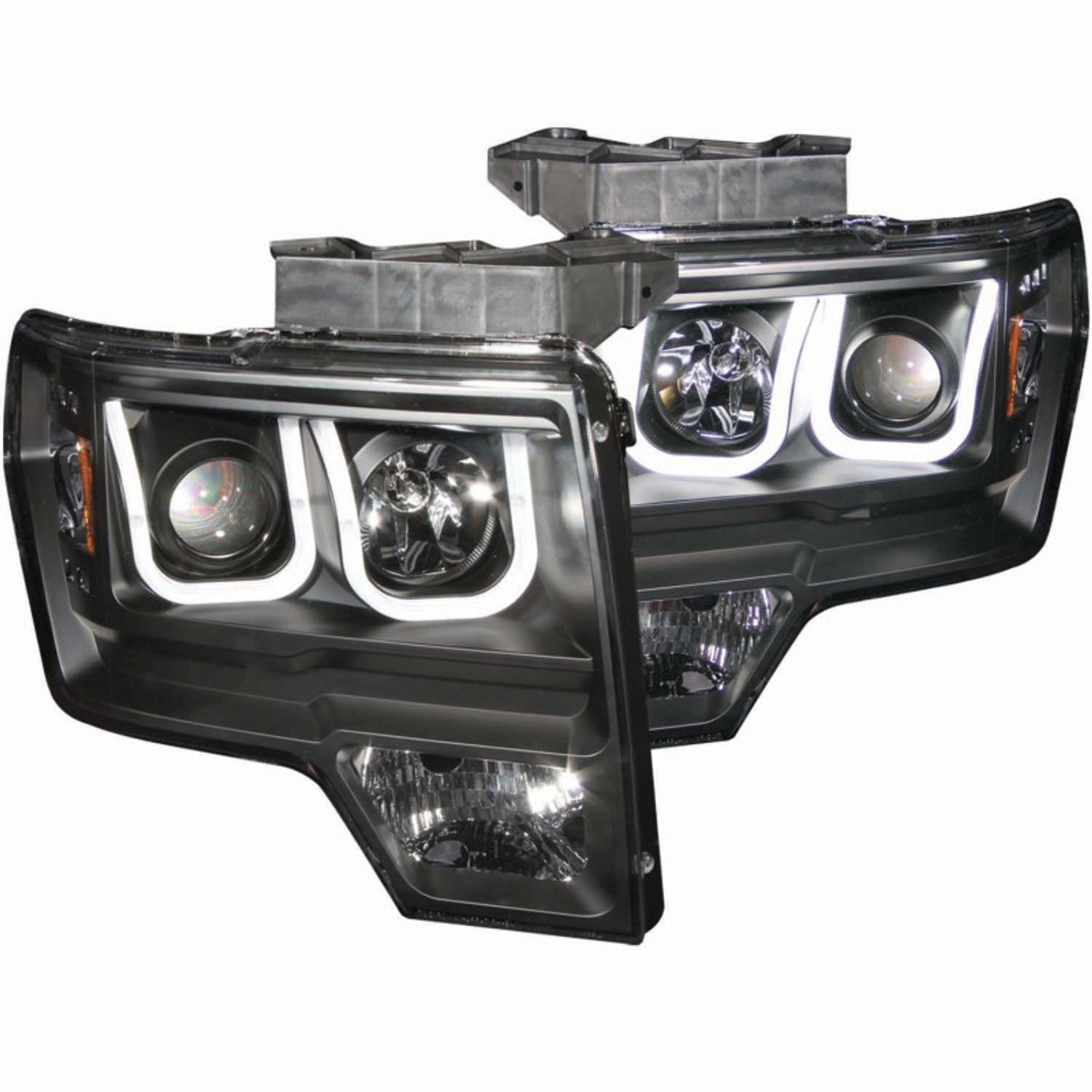 Black LED U-Bar Projector Headlights <br> 09-14 Ford F-150