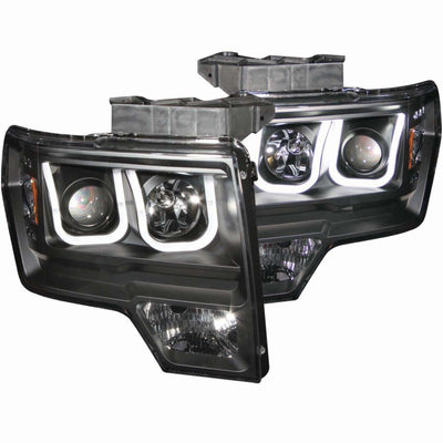 Black LED U-Bar Projector Headlights <br> 09-14 Ford F-150