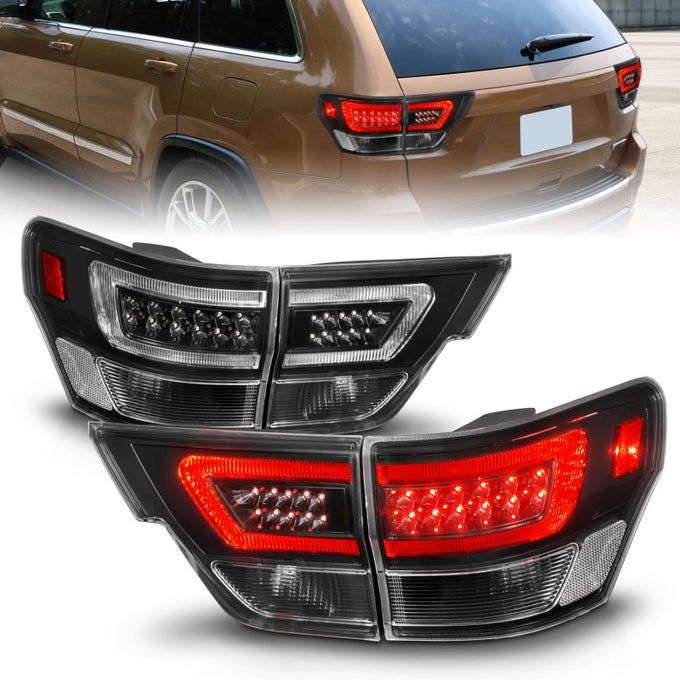 Black Housing LED Taillights w/Lightbar <br>11-13 Jeep Grand Cherokee