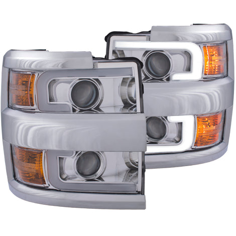Chrome Projector Headlights w/Chrome Rim<br> 15-17 Chevy Silverado 2500HD/3500HD