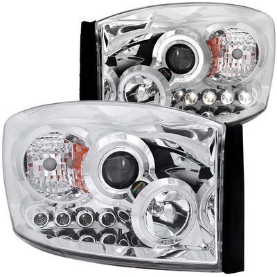 Chrome LED Halo Projector Headlights <br> 06-08 Dodge Ram 1500 2500 3500