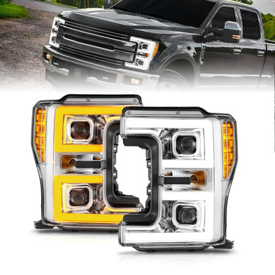 Chrome Housing LED Project Switchback Headlights <br> 17-19 Ford F-250/350/450 Super Duty