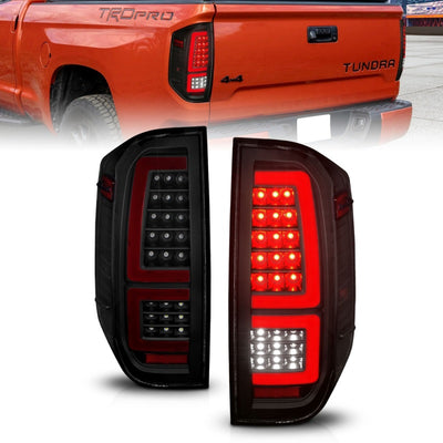 Black Housing Smoke Lens LED Taillights <br> 14-21 Toyota Tundra