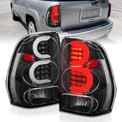 Black Clear LED Tail Lights w/Light Bar <br>02-09 Chevy Trailblazer