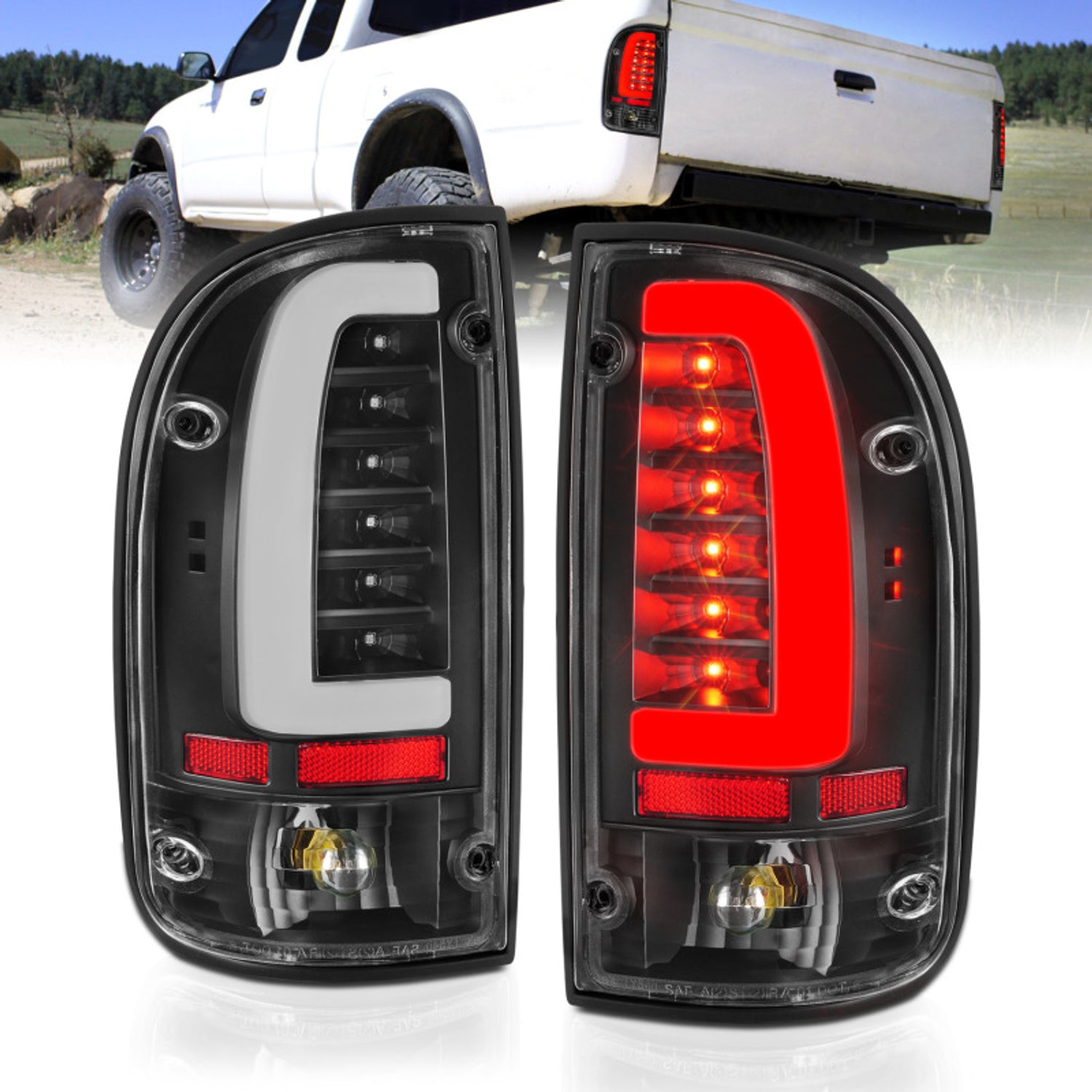 Black Housing LED Taillights <br> 95-00 Toyota Tacoma