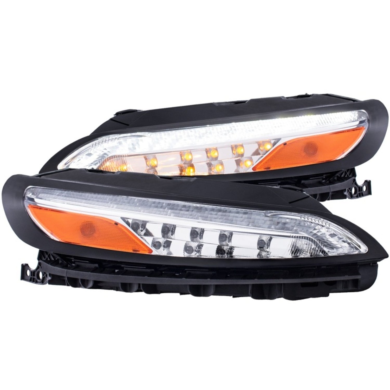 Chrome LED Parking Lights w/Amber Reflector<br> 14-16 Jeep Cherokee