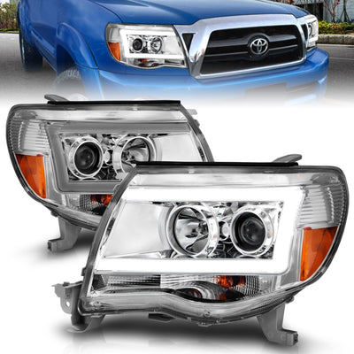 Chrome LED Light Bar Projector Headlights <br> 05-11 Toyota Tacoma