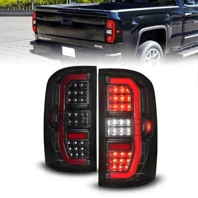 Black Housing Smoke Lens Full LED Taillights <br> 14-18 GMC Sierra 1500 2500 3500