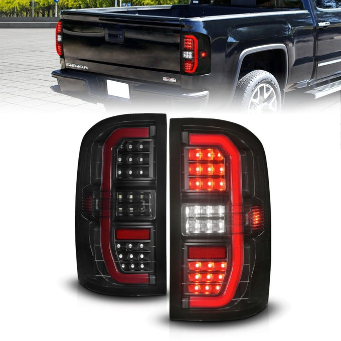 Black Housing Smoke Lens Full LED Taillights <br> 14-18 GMC Sierra 1500 2500 3500