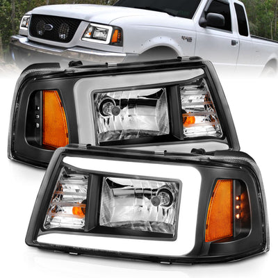 LED DRL Crystal Headlights Plank Style <br> 01-11 Ford Ranger