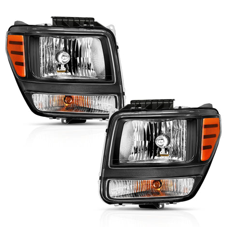 Black Amber Crystal Headlights <br> 07-12 Dodge Nitro