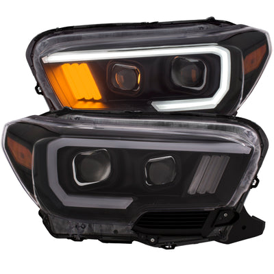 Black Projector Headlights Plank Style w/Amber Corner<br> 16-17 Toyota Tacoma