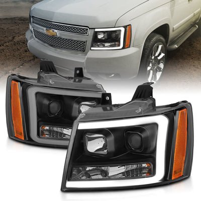 Black Projector Headlights Design w/Amber Corner<br> 07-14 Chevy Tahoe
