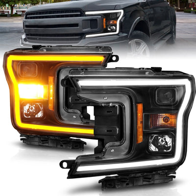Black Switchback Projector Headlight Plank Style <br> 18-20 Ford F-150