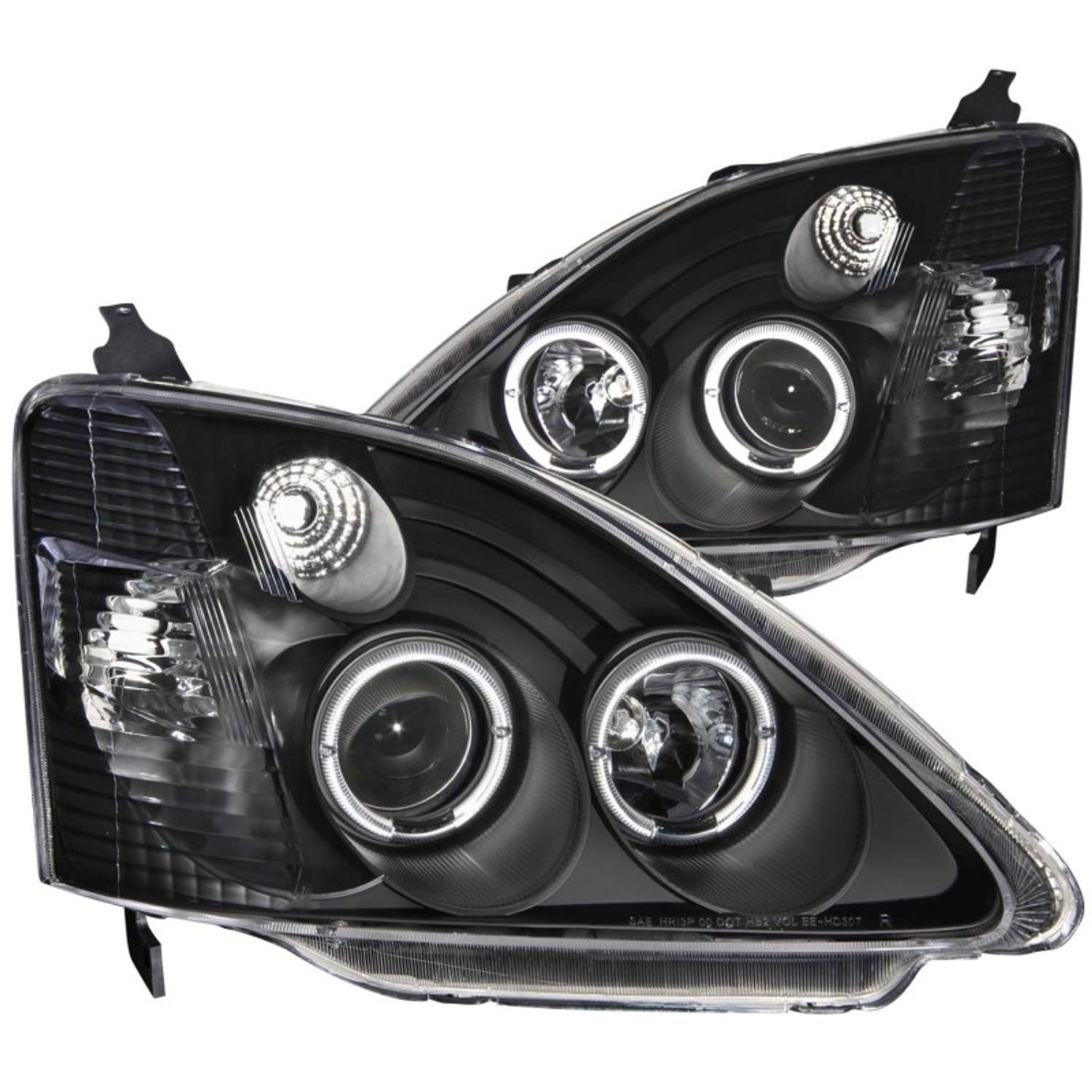 Black LED Halo Projector Headlights <br> 02-04 Honda Civic