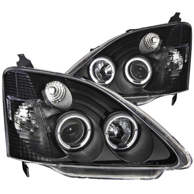 Black LED Halo Projector Headlights <br> 02-04 Honda Civic