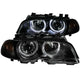 Black LED Halo Projector Headlights<br> 00-03 BMW 3 Series E46