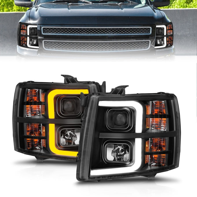 Black LED Sequential Projector Headlights<br> 07-13 Chevy Silverado 1500 2500 3500