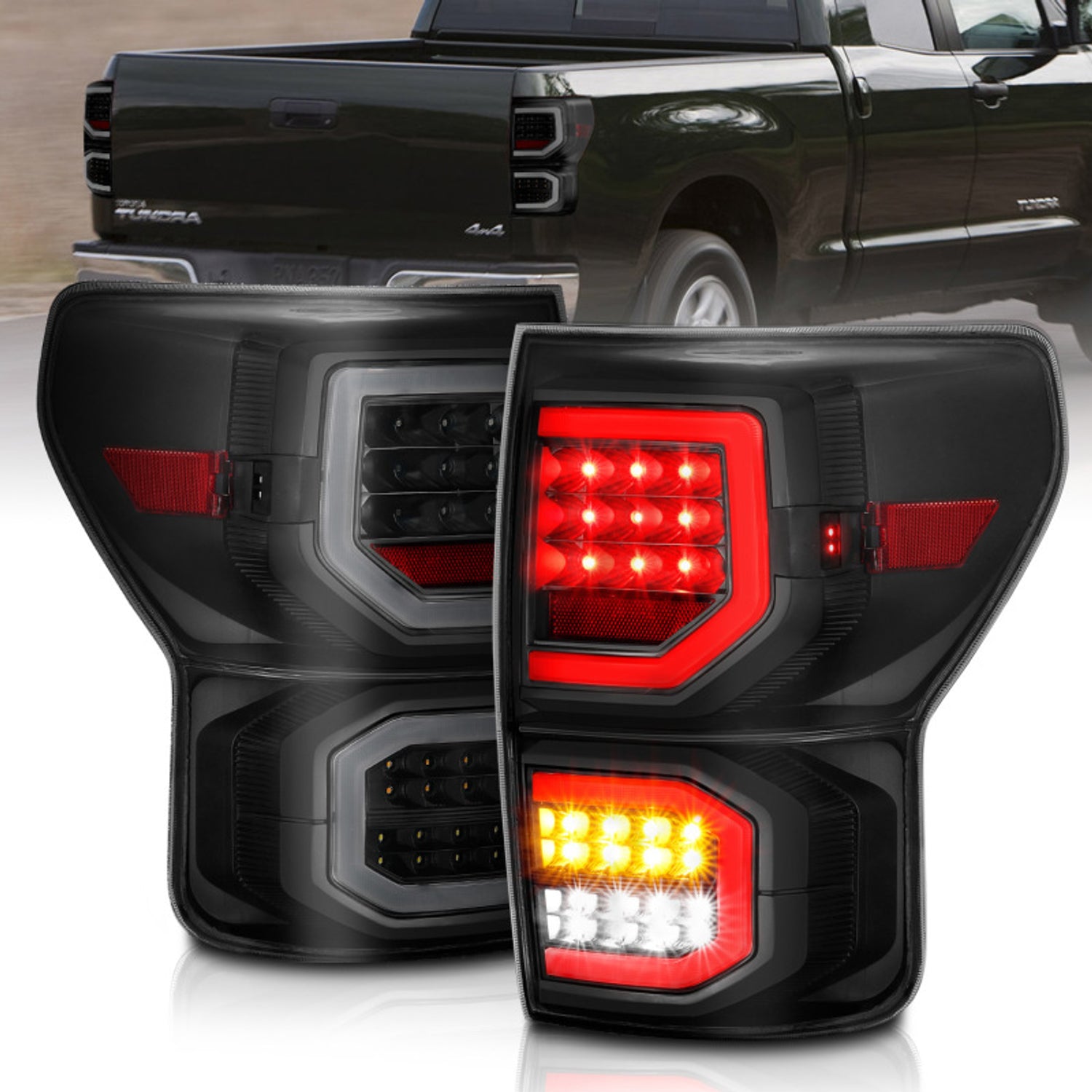 Black Housing Smoke Lens Plank Style LED Taillights <br> 07-13 Toyota Tundra