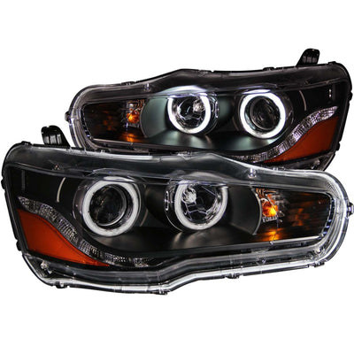 Black LED Halo Projector Headlights <br> 08-15 Mitsubishi Lancer