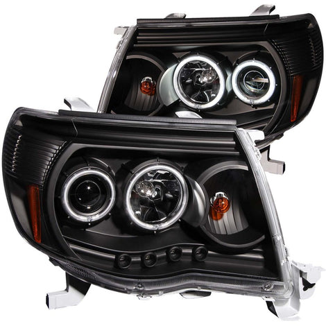 Black LED Halo Projector Headlights <br> 05-11 Toyota Tacoma