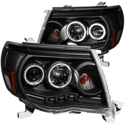 Black LED Halo Projector Headlights <br> 05-11 Toyota Tacoma