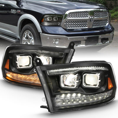 Chrome Amber Switchback Projector Headlights <br> 09-18 Dodge Ram 1500 2500 3500