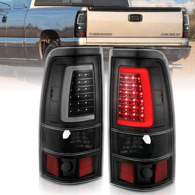 Black Housing Plank Style LED Taillights <br> 03-06 Chevy Silverado GMC Sierra 1500 2500 3500