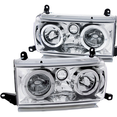 Chrome LED Halo Crystal Headlights <br> 91-94 Toyota Land Cruiser