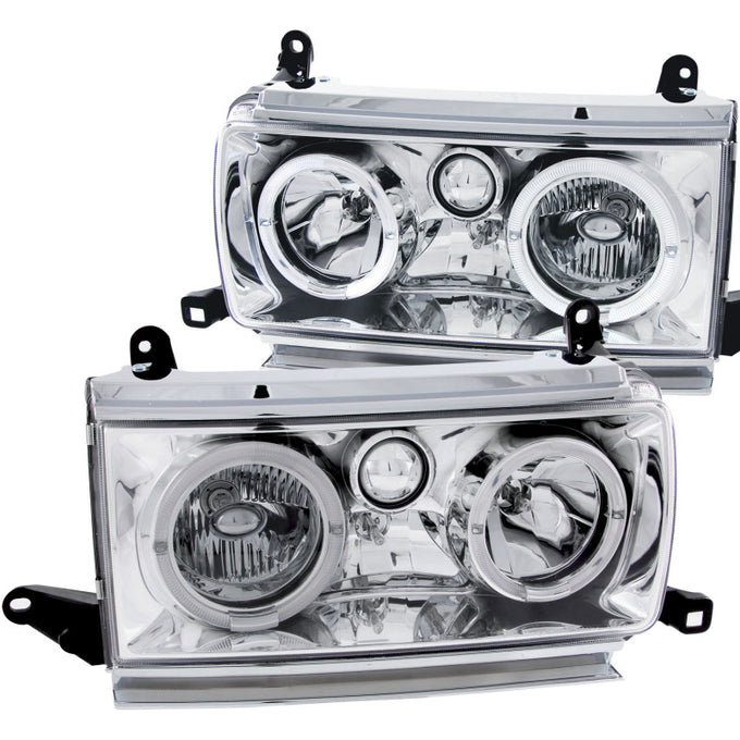 Chrome LED Halo Crystal Headlights <br> 91-94 Toyota Land Cruiser