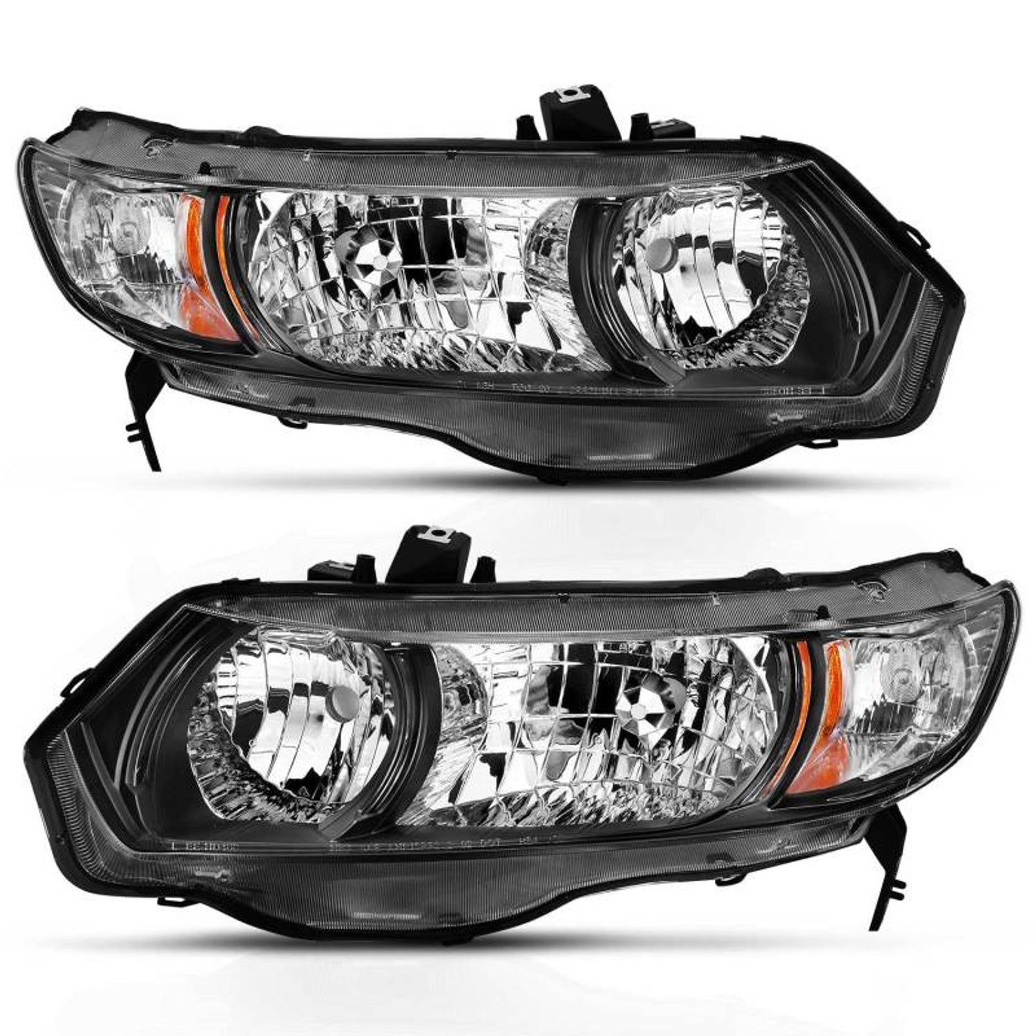 Black Amber Crystal Headlights <br> 06-09 Honda Civic 2 Door