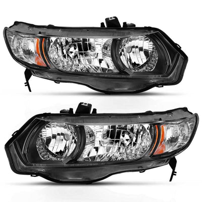 Black Amber Crystal Headlights <br> 06-09 Honda Civic 2 Door