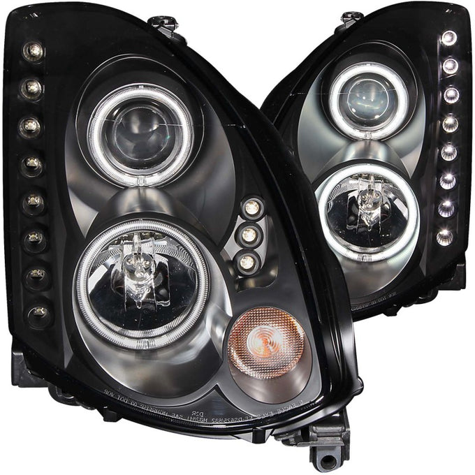 Black LED Halo Projector Headlights<br> 03-07 Infiniti G35