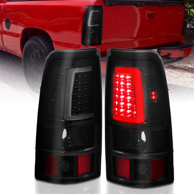 Black Housing Smoke Lens LED Taillights Plank Style <br> 99-02 Chevy Silverado GMC Sierra 1500 2500 3500