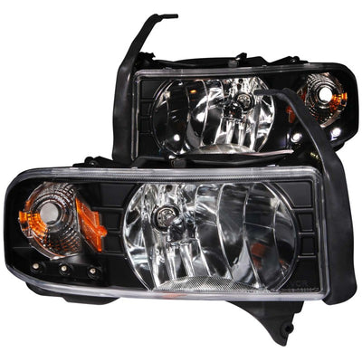 Black LED DRL Crystal Headlights <br> 94-01 Dodge Ram 1500 2500 3500