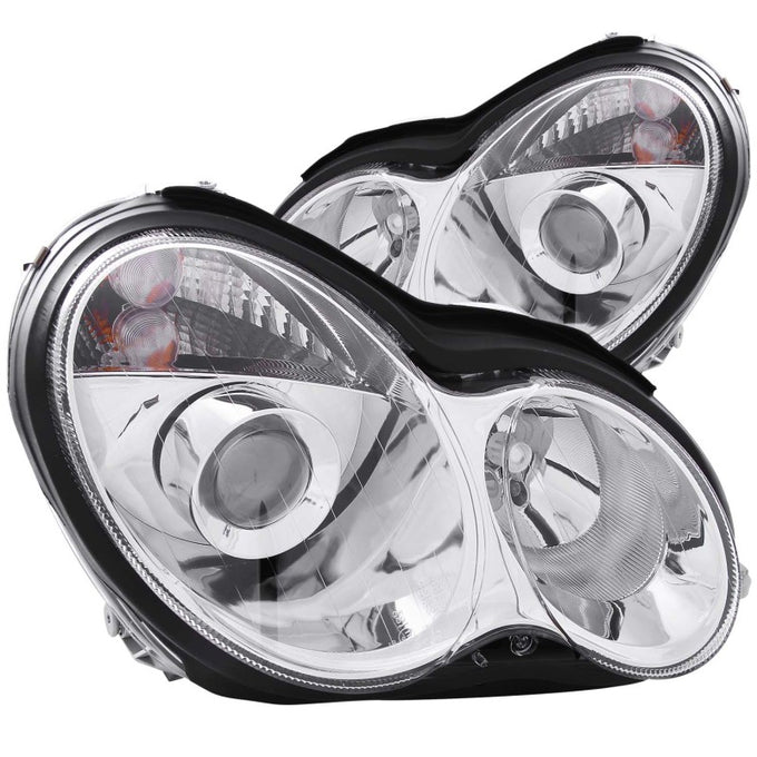 Chrome Projector Headlights <br> 01-07 Mercedes Benz C Class W203