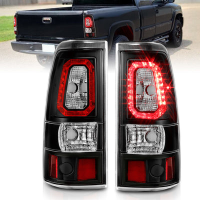 Black Housing Plank Style LED Taillights <br> 03-06 Chevy Silverado GMC Sierra 1500 2500 3500