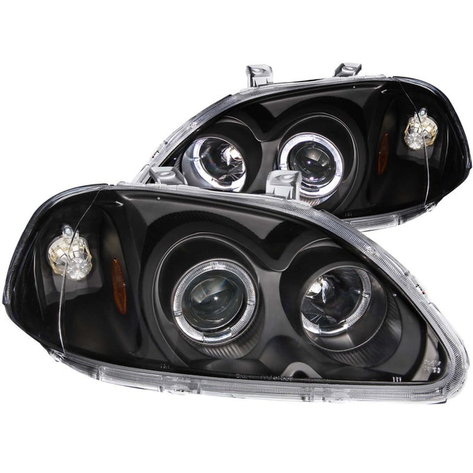 Black LED Halo Projector Headlights <br> 96-98 Honda Civic