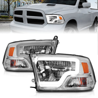 Chrome Housing Full LED Square Projector Headlights <br> 09-20 Dodge Ram 1500 2500 3500