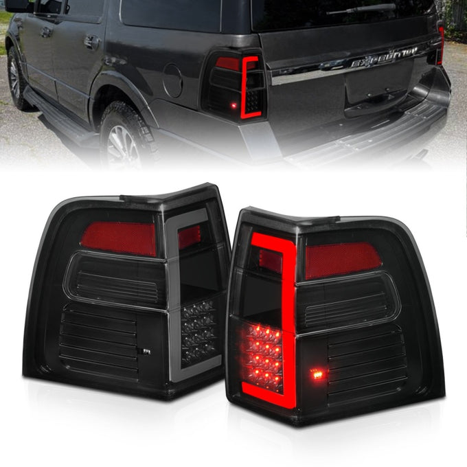 Black Housing Smoke Lens LED Taillights <br> 07-17 Ford Expedition