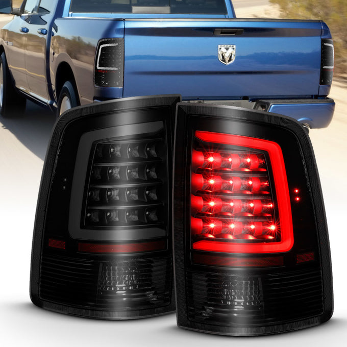 Black Housing Smoke Lens LED Taillight Plank Style <br> 09-18 Dodge Ram 1500 2500 3500