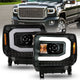 Black LED Projector Headlights w/Light Bar <br>14-15 GMC Sierra 1500 2500 3500 HD