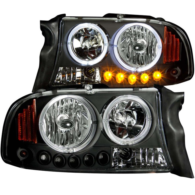 Black LED Halo Projector Headlights <br> 97-04 Dodge Dakota