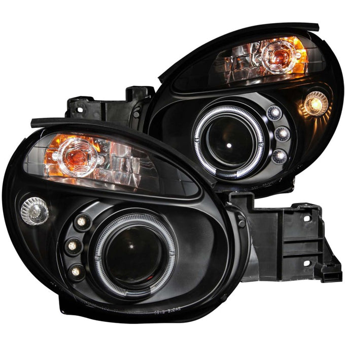 Black LED Halo Projector Headlights <br> 02-03 Subaru Impreza