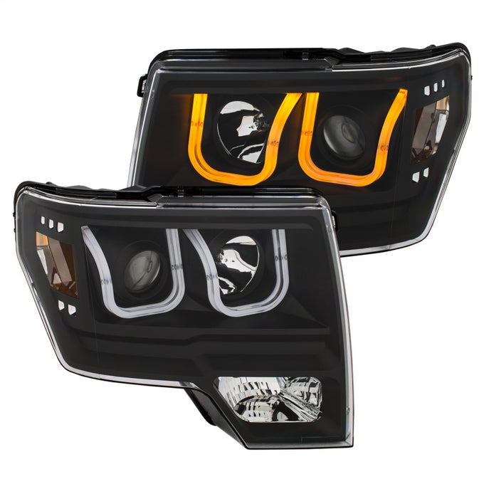 Black U-Bar Switchback Projector Headlights w/Amber Corner<br> 09-14 Ford F-150