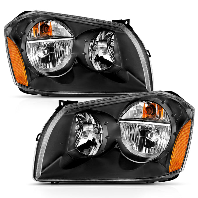 Black Amber Crystal Headlights <br> 05-07 Dodge Magnum