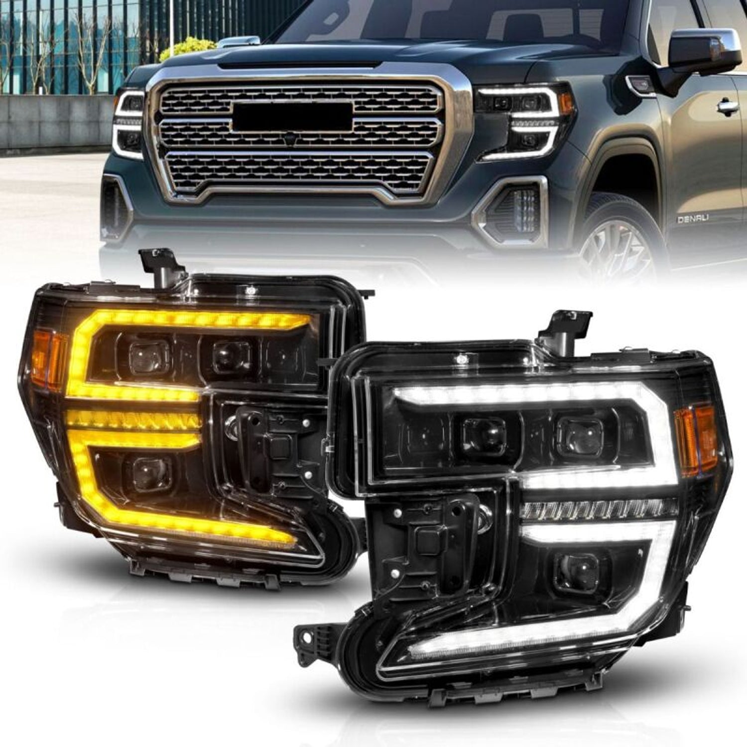 Switchback Sequential LED Projector Headlight <br>19-21 GMC Sierra 1500