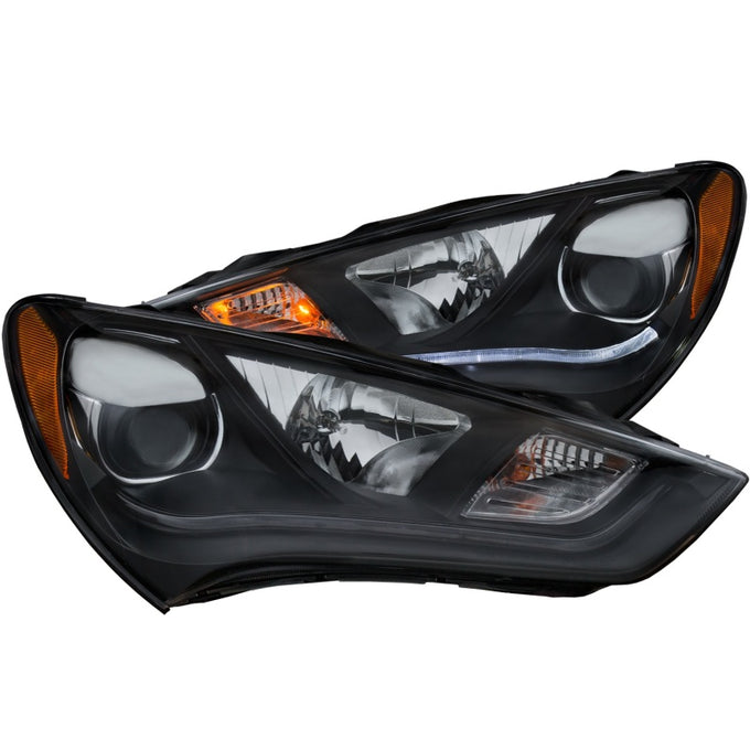 Black Plank Style LED DRL Projector Headlights<br> 13-15 Hyundai Genesis