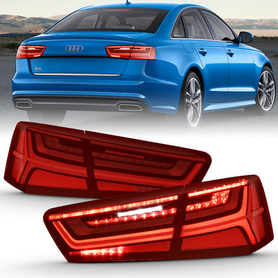 4pcs Black Housing Red/LED Taillight <br> 12-18 Audi A6