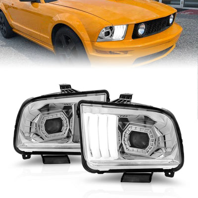 Chrome LED Halo Projector Headlights<br> 05-09 Ford Mustang
